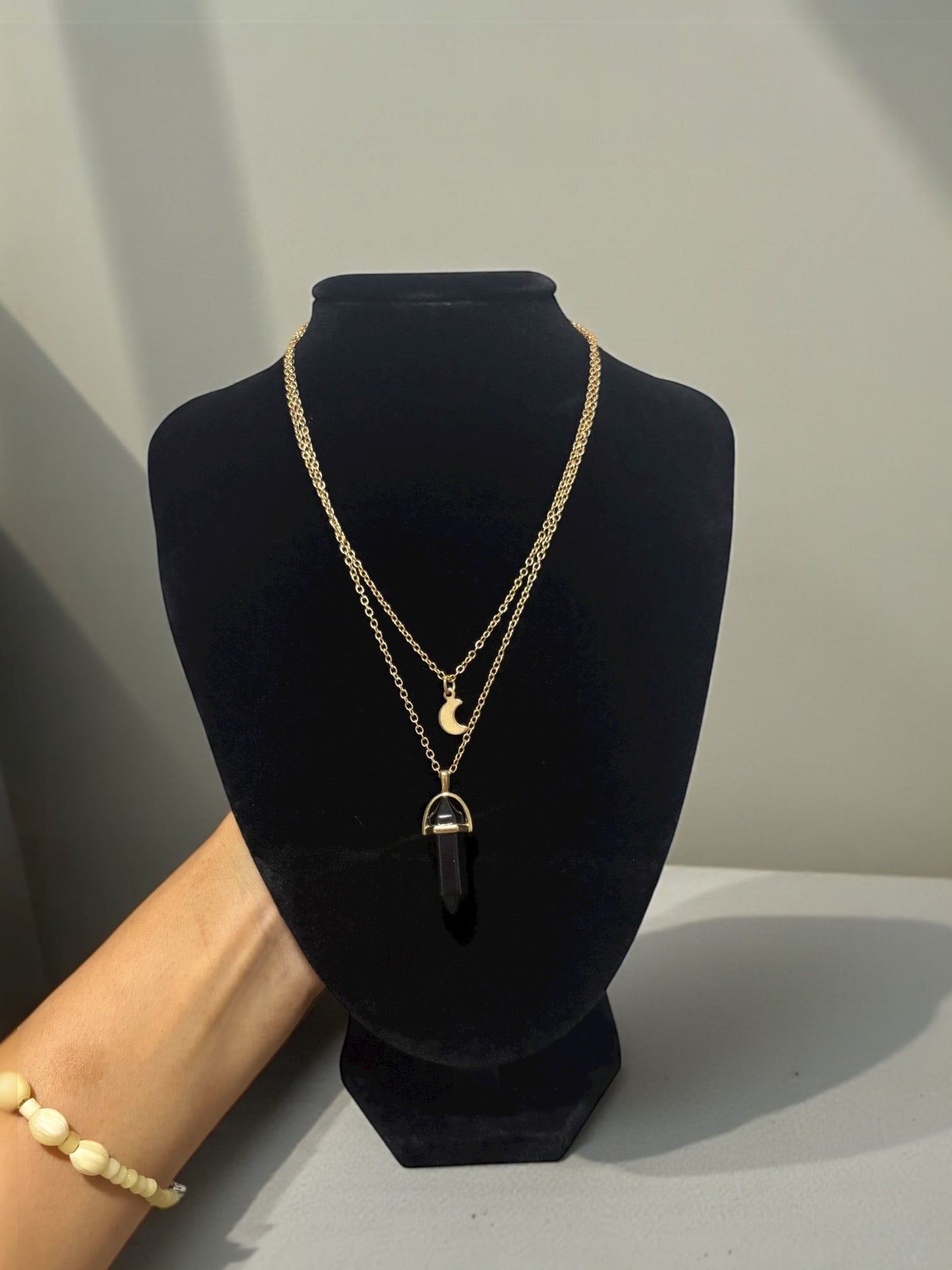 The Intuition Set: Lunar Charm & Faux Moonstone Layered Necklace (Balance & New Beginnings)