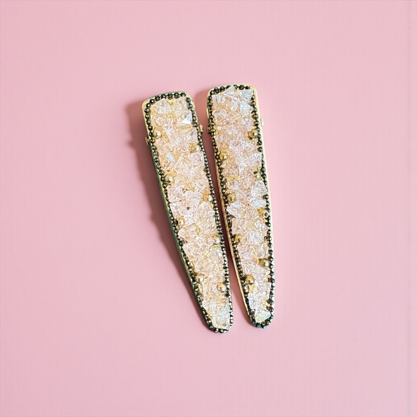 Goddess Aura Crystal Shard Hair Clips — Gold 2pc Set