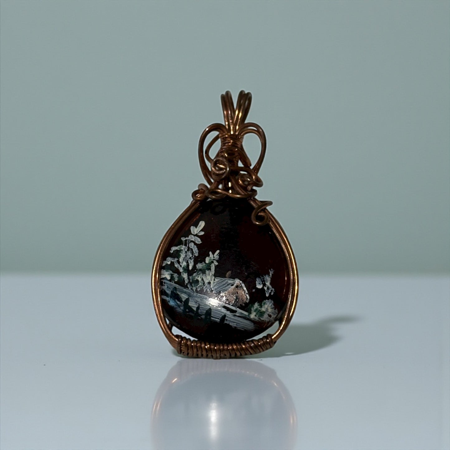 Enchanting Hand-painted Mountain Scene Pendant