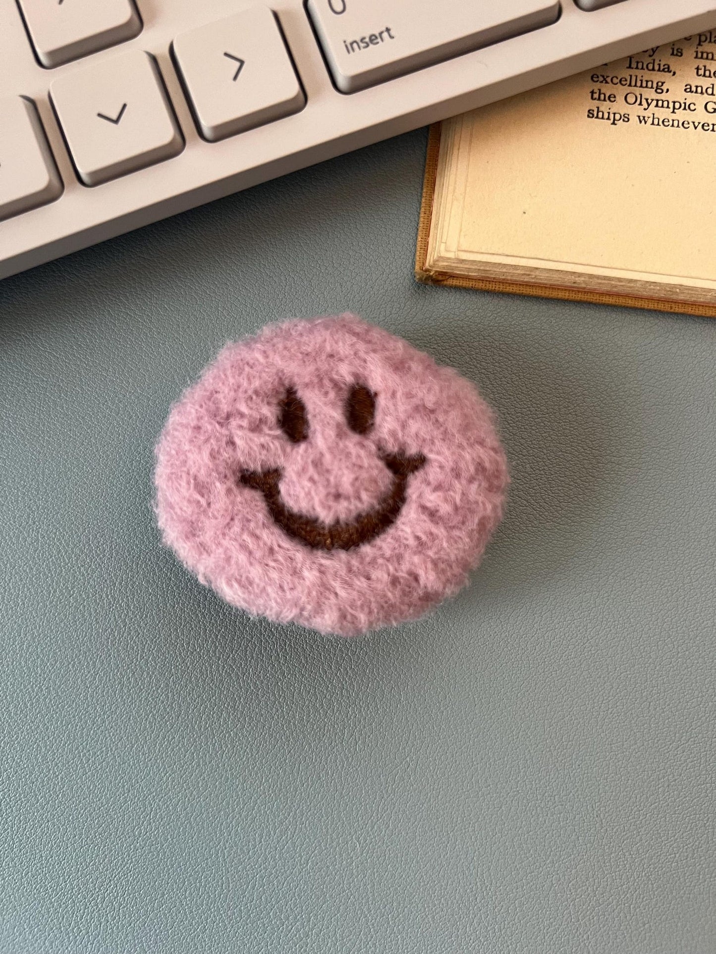 Whimsical Plush Smiley Phone Grip