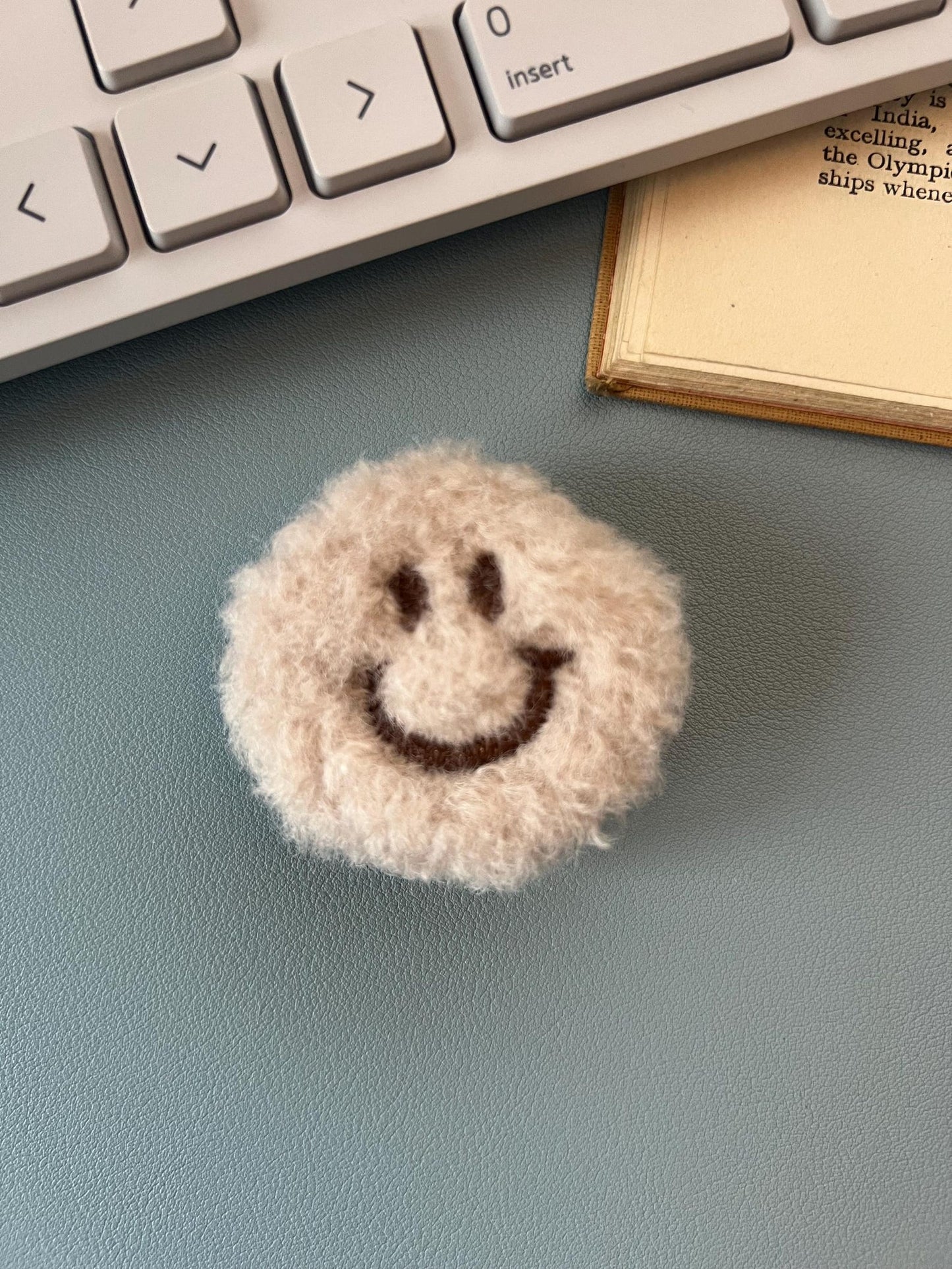 Whimsical Plush Smiley Phone Grip