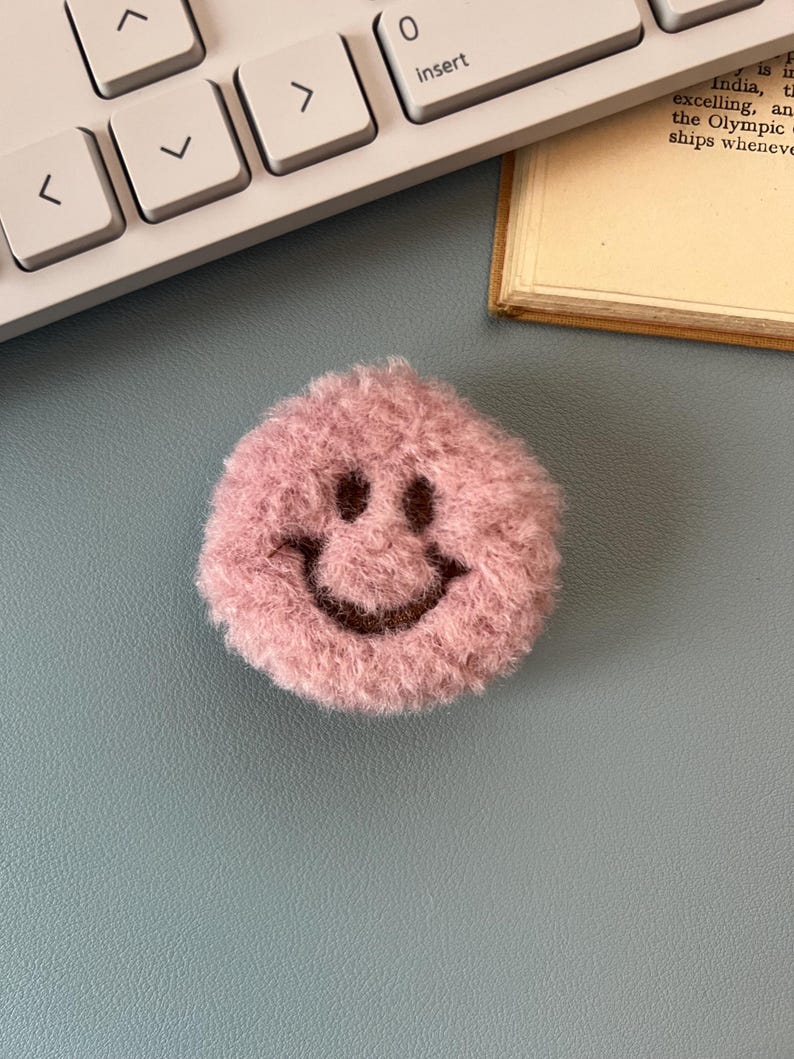 Whimsical Plush Smiley Phone Grip