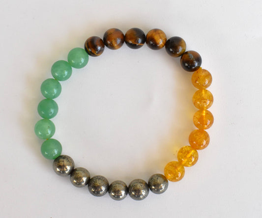 Abundance Aura Bracelet | Green Aventurine, Citrine, Pyrite, & Tiger's Eye