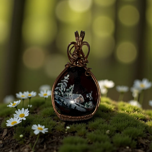 Enchanting Hand-painted Mountain Scene Pendant