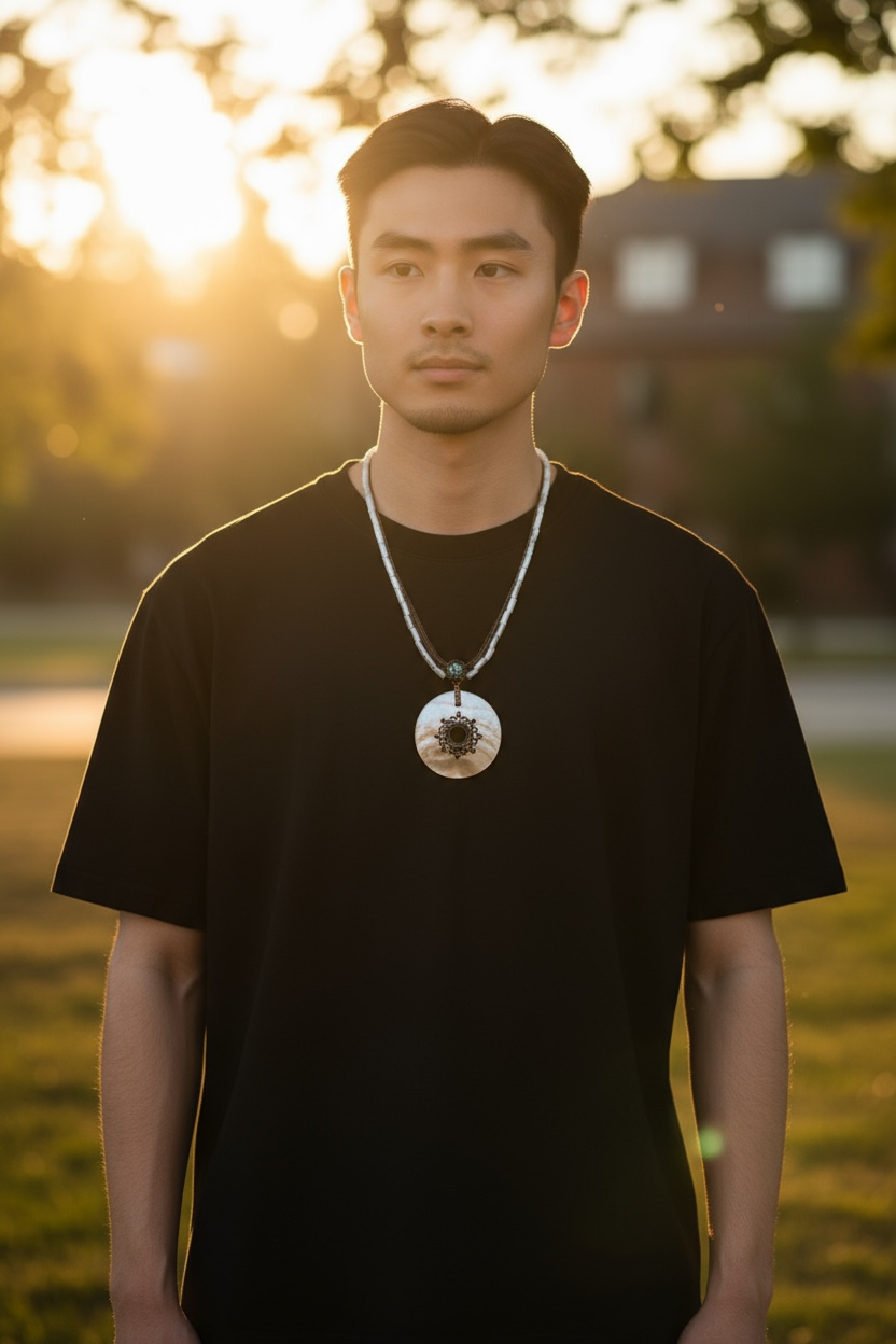 Whispering Sea | Avon Vintage Double Strand Copper Abalone Enamel Pendant Necklace