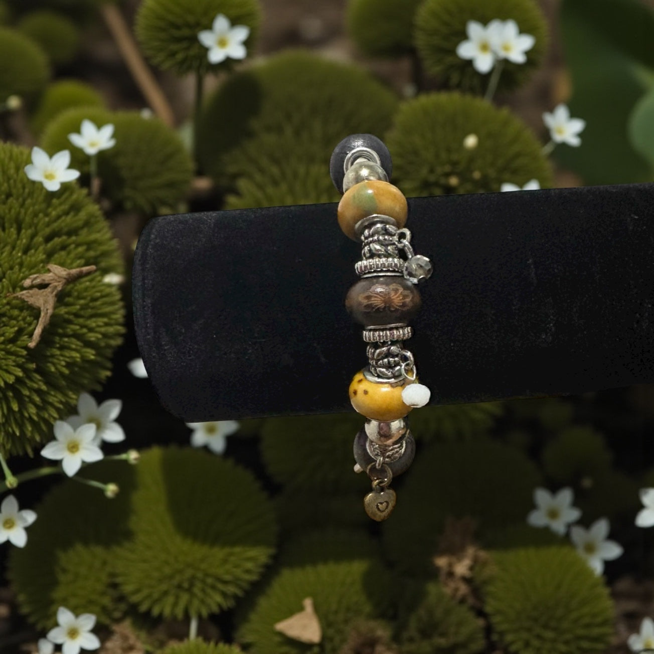 Earthy Bohemian Charm Bracelet -Symbol of Balance & Natural Harmony