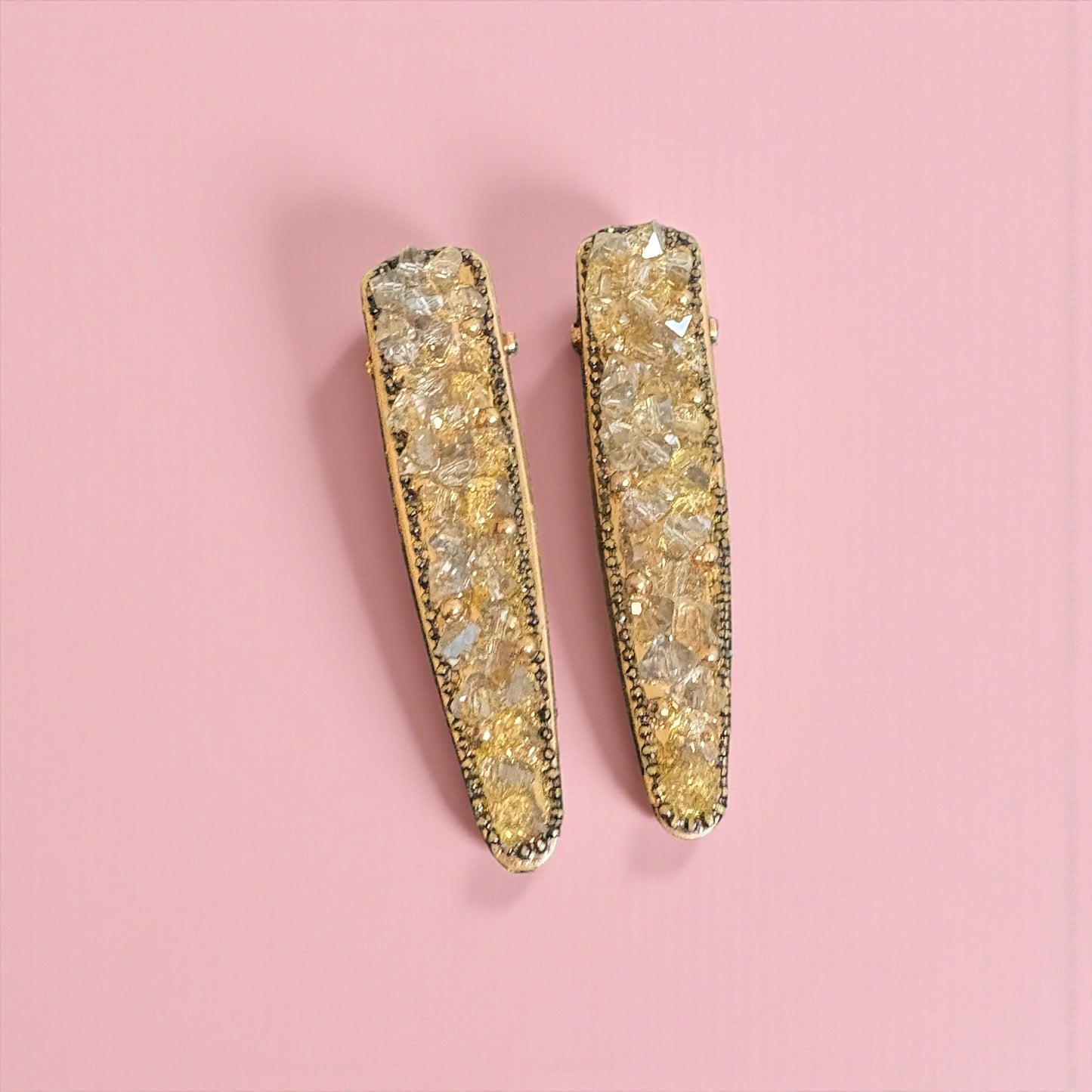 Goddess Aura Crystal Shard Hair Clips — Gold 2pc Set