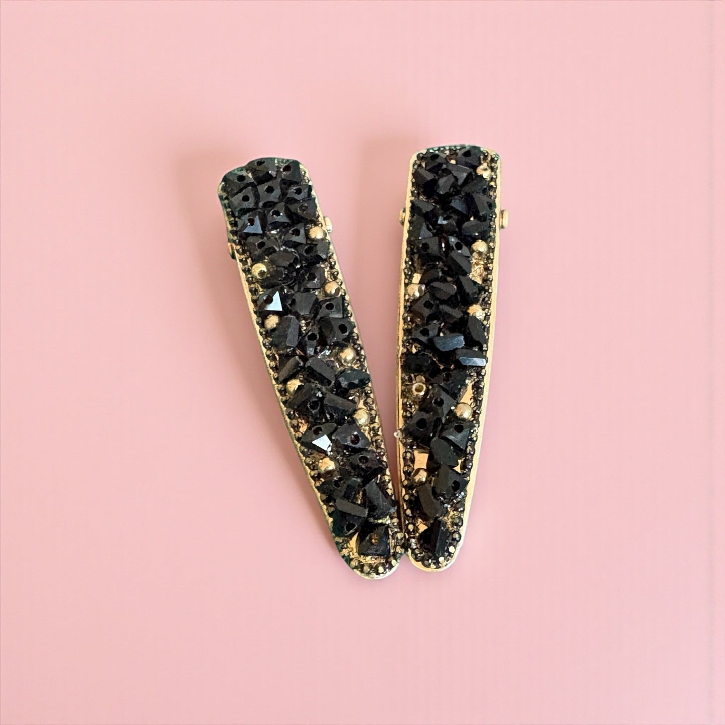 Goddess Aura Crystal Shard Hair Clips — Gold 2pc Set