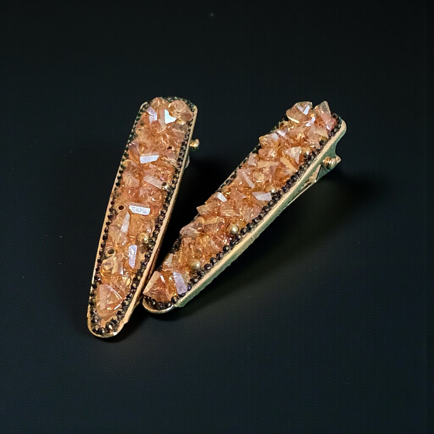 Goddess Aura Crystal Shard Hair Clips — Gold 2pc Set