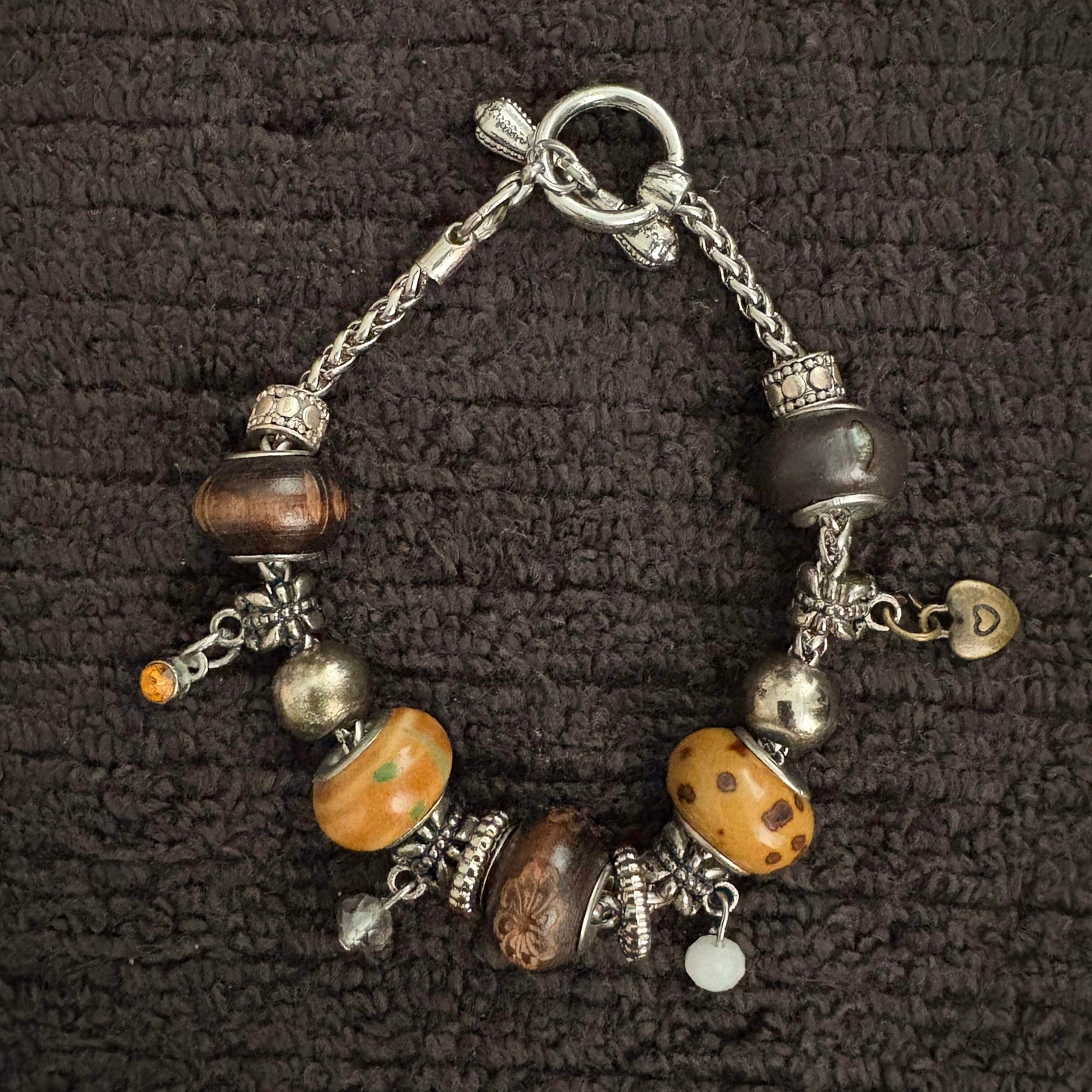 Earthy Bohemian Charm Bracelet -Symbol of Balance & Natural Harmony