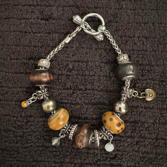 Earthy Bohemian Charm Bracelet -Symbol of Balance & Natural Harmony