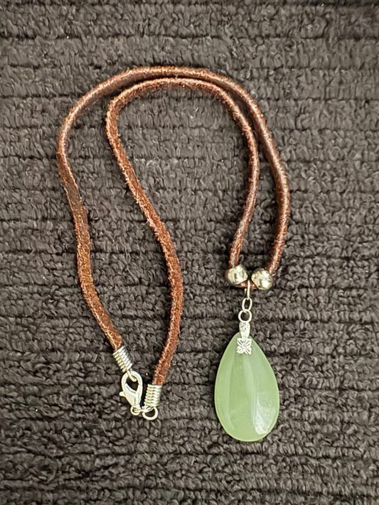 Green Aventurine Teardrop Necklace - Prosperity, Healing & Heart Energy