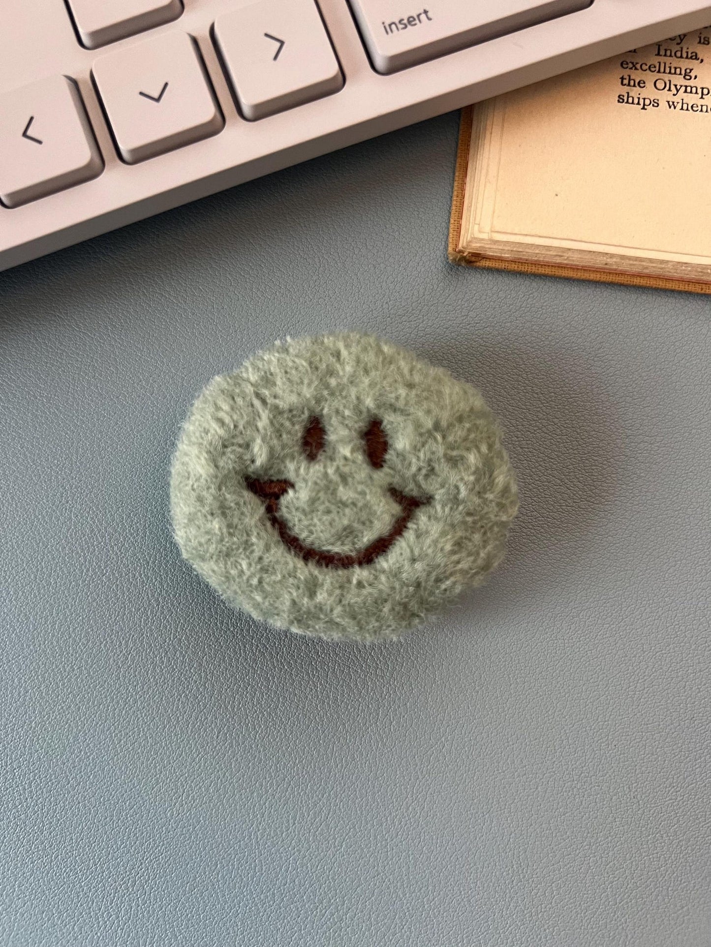 Whimsical Plush Smiley Phone Grip