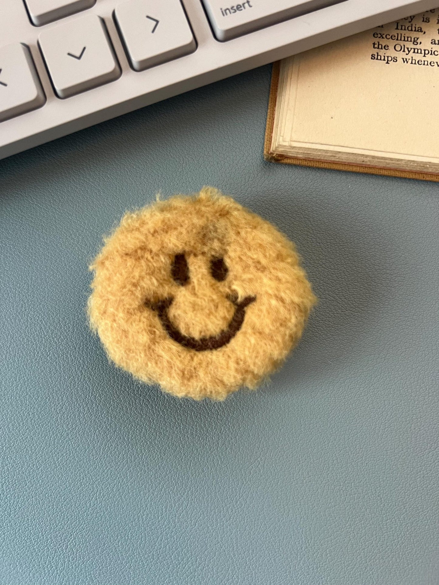 Whimsical Plush Smiley Phone Grip