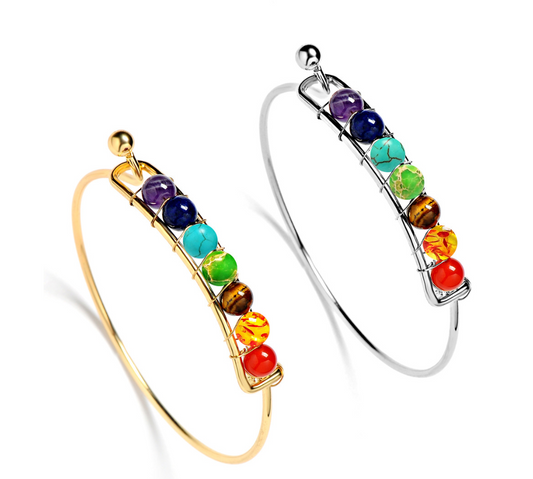 Hand Woven Bracelet with 7 Chakra Spherical Stones